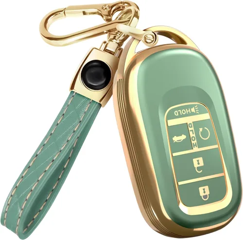 Miniatura 23 de Lucrum Compatible con funda para llavero Honda y llavero de cuero - Estuche de llavero de TPU para Accord Civic CR-V HR-V Pilot Ridgeline SE LX