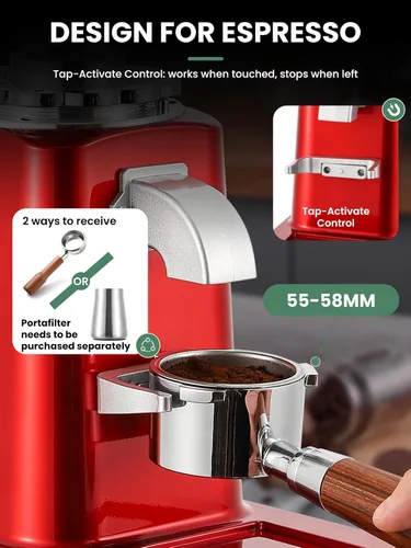 Miniatura 4 de Huanyu Molinillo de café de rebabas, rebaba plana de acero inoxidable, 19 ajustes de molienda precisos, capacidad de 35 onzas y dosis doble para 019