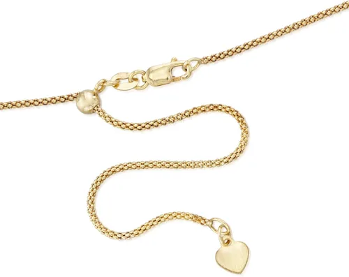 Miniatura 3 de Ross-Simons Collar de cadena de palomitas de maíz ajustable de oro amarillo de 14 quilates de 0.039 in, Oro, No es una piedra preciosa