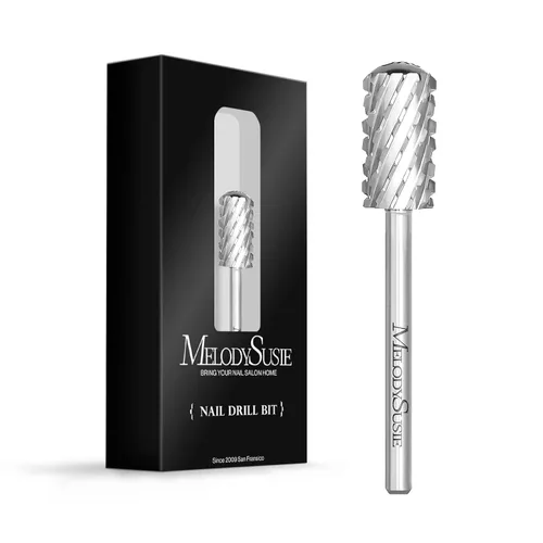 Miniatura 40 de MelodySusie Brocas de uñas de seguridad, brocas de carburo de 2,38 mm de barril grande y parte superior redonda y suave, adecuadas para manicura
