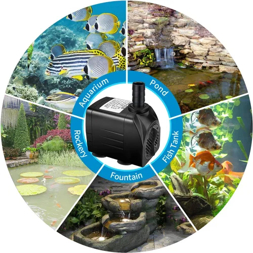 Miniatura 7 de Jhua Bomba de fuente de agua sumergible de 300 GPH (1100 L/H, 21 W), bombas de fuente ultra silenciosas sumergibles para exteriores con cable