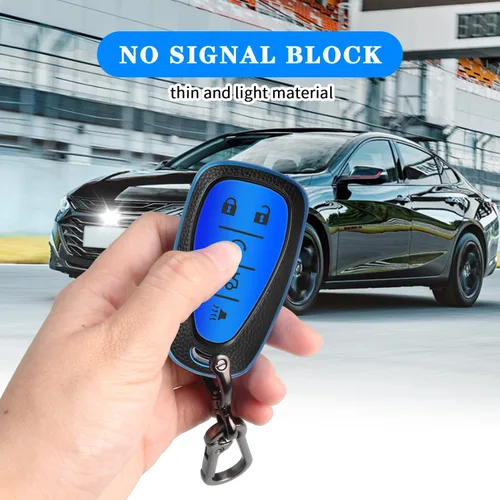 Miniatura 5 de MILD EAST Funda para llavero Chevy, funda de 5 botones para Chevrolet Equinox Malibu Trailblazer Traverse Volt Bolt 2020 2019 2018 2017 2016, azul