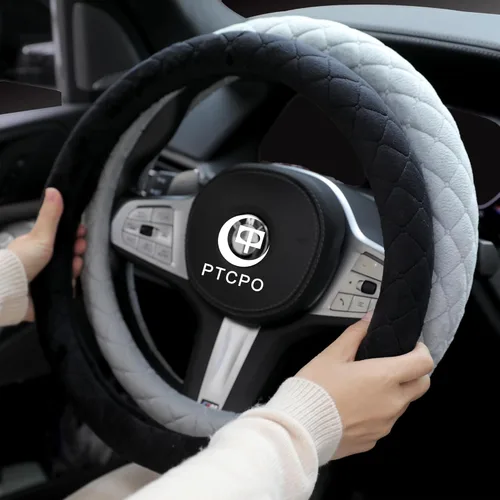 Funda suave para volante de auto para sedán, SUV, terciopelo de lujo cálido, sin olor, universal, antideslizante, verano invierno, negro, tamaño