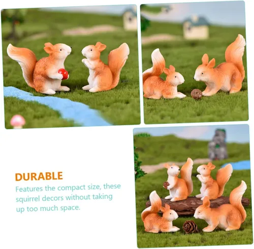 Miniatura 4 de GANAZONO 16 piezas de ornamento de ardilla pequeña, decoración de bonsái, decoración en forma de ardilla, adornos de jardinería, micro adornos
