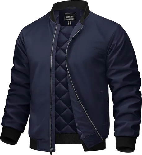 Miniatura 11 de TACVASEN Chaquetas bomber para hombre, casual, otoño, invierno, cálidas, cortavientos, cremallera completa, resistente al viento, abrigos