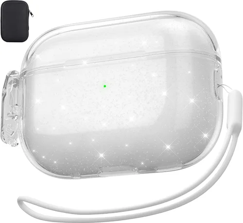 Miniatura 37 de Valkit - Funda transparente protectora para estuche de AirPods, con llavero, poliuretano termoplástico suave, a prueba de golpes, compatible
