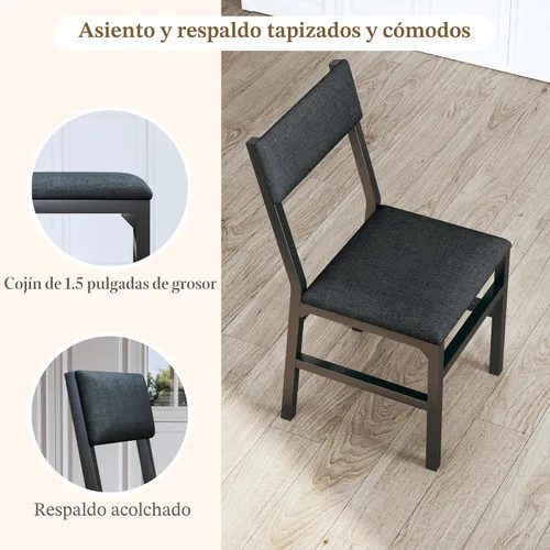 Miniatura 7 de Juego de mesa de comedor de 7 piezas para 4-6, sillas extensibles para mesa de cocina, juego de 6 con 6 sillas, mesa de comedor rectangular con Negro