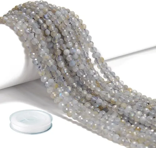 Miniatura 13 de AD Beads Cuentas naturales de piedras preciosas con corte de diamante micro facetado de 4 mm pequeñas y redondas para hacer collares y pulseras DIY