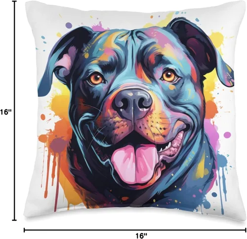 Miniatura 4 de American Bully Geschenke & Gassi Bekleidung American Bully - Cojín de diseño de retrato a color, 16 x 16 pulgadas, multicolor
