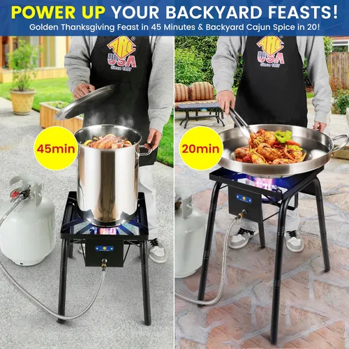 Miniatura 5 de ARC - Quemador de propano para cocinar al aire libre, alta presión de 220,000 BTU estufa de propano de un solo quemador de gas Wok, ideal para woks