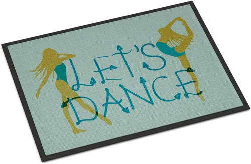 Caroline's Treasures BB5374MAT Let's Dance Linen - Felpudo de lino verde azulado de 18 x 27 pulgadas, tapete para puerta delantera, para interiores