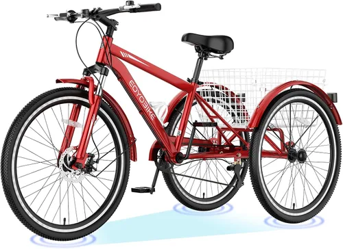 Miniatura 14 de ABORON Triciclo para adultos, bicicleta de 3 ruedas para adultos, triciclo para adultos, llantas de doble pared, triciclo para mujeres y hombres