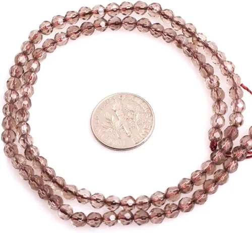 Miniatura 4 de Cuentas de cuarzo ahumado para hacer joyas, piedras preciosas semipreciosas naturales de 0.157 pulgadas (0.157 in), hilo redondo facetado de 15