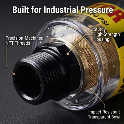 Miniatura 3 de LE LEMATEC Secador de aire para compresor - Separador de agua en línea y aceite para herramientas neumáticas, separador de humedad NPT de 1/4