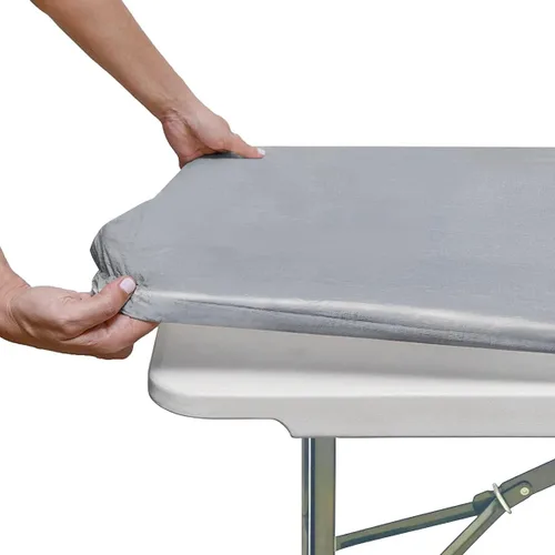 Miniatura 17 de NLMUVW - Mantel redondo de vinilo con borde elástico 100% impermeable y a prueba de aceite, mantel de PVC fácil de limpiar para interior y exterior