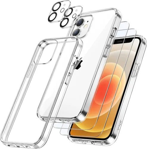 Miniatura 8 de JETech Funda 5 en 1 para iPhone 12 Mini de 5.4 pulgadas, con 2 protectores de pantalla y 2 protectores de lente de cámara, película de vidrio Negro