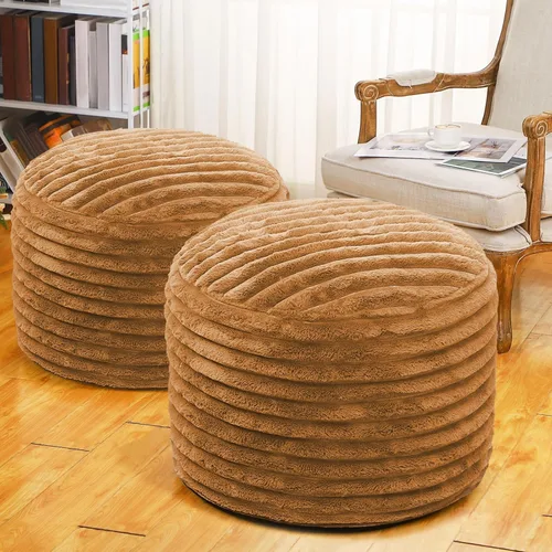 Miniatura 12 de Teenyyou 2 Piezas Funda de Puf Sin Relleno de 20 x 15 Pulgadas Reposapiés Otomán - Sin Relleno, Piel Sintética de Conejo Taburete Reposapiés Puf