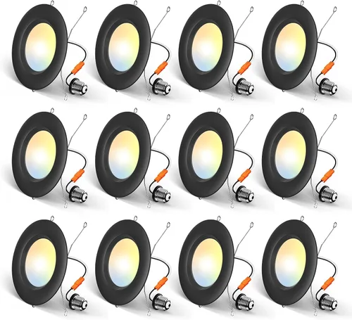 Miniatura 8 de Amico - Iluminación empotrada LED 5CCT de 4 pulgadas, paquete de 6 unidades, regulable, clasificación IC, 8.5W = 60W, 650 lm con borde deflector
