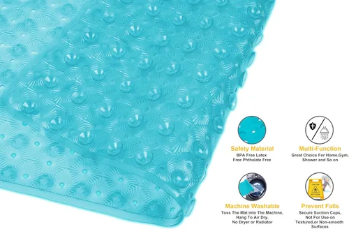 Miniatura 3 de Tapete antideslizante para bañera con ventosas de 15 x 27 pulgadas, tapete de ducha antideslizante para niños, niños pequeños y personas mayores