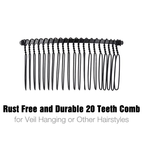Miniatura 5 de Cinaci Paquete de 30 peines laterales de metal negro con 20 dientes para tocados, clips, pasadores, accesorios para mujeres y niñas, velo de novia