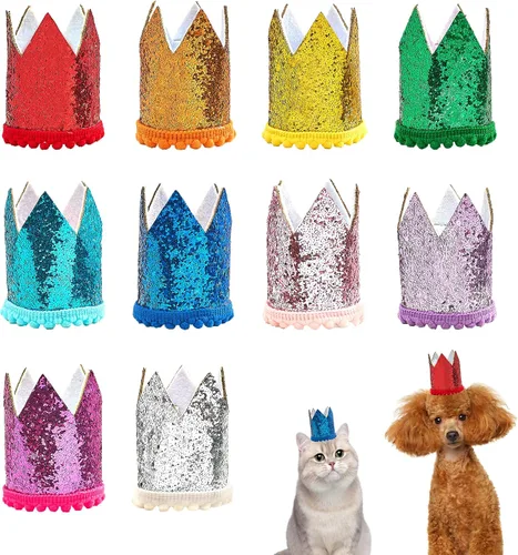 Miniatura 12 de PET SHOW 10 piezas de sombreros pequeños para perros pequeños, sombrero de fiesta de cumpleaños de gato, sombreros de conejo para vacaciones, boda
