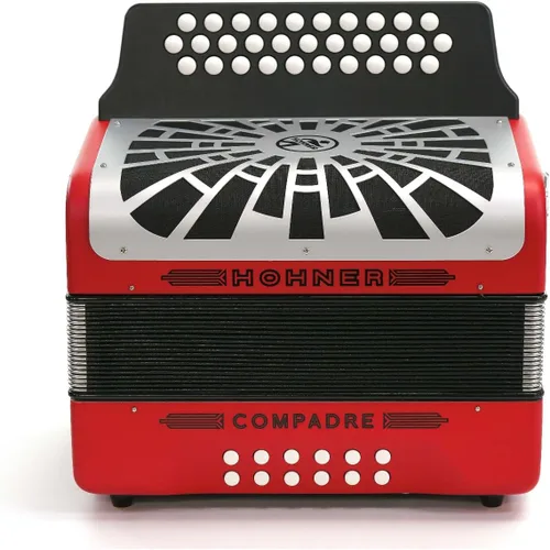 Miniatura 2 de Hohner Compadre GCF Acordeón con bolsa de concierto (rojo)