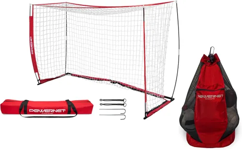 PowerNet Carli Lloyd - Paquete de red portátil estilo arco y bolsa de transporte de pelota grande, configuración rápida ultra portátil, portería de