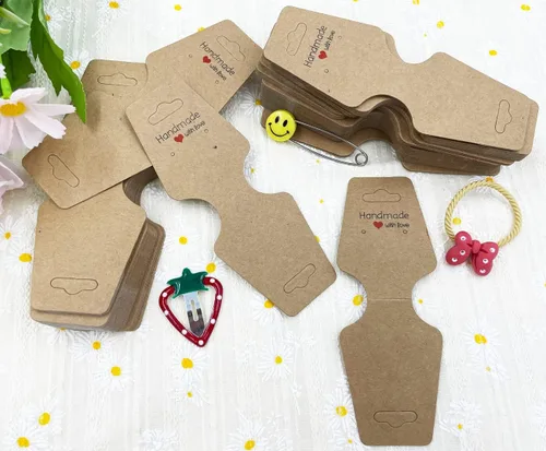 Miniatura 4 de Tarjetas de exhibición de pulsera, 100 collares, tarjetas autoadhesivas, embalaje de joyas para pequeñas empresas, tarjetas de papel kraft