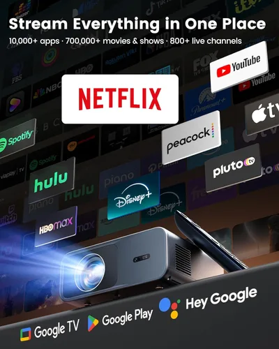 Miniatura 2 de [Google TV oficial] Proyector inteligente 4K compatible con WiFi y Bluetooth, aplicaciones oficiales integradas, GoogIe Voice, proyector