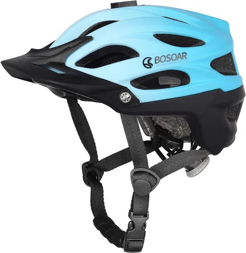 Miniatura 8 de Casco de bicicleta de montaña Bosoar, casco de ciclismo para adultos con soporte para cámara y visera desmontable para hombres, mujeres y jóvenes