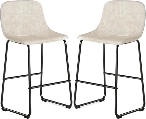 Miniatura 33 de TAVR Furniture Leathaire - Juego de 2 taburetes de tela con altura de mostrador, sillas de isla sin brazos, con capacidad para hasta 500 libras
