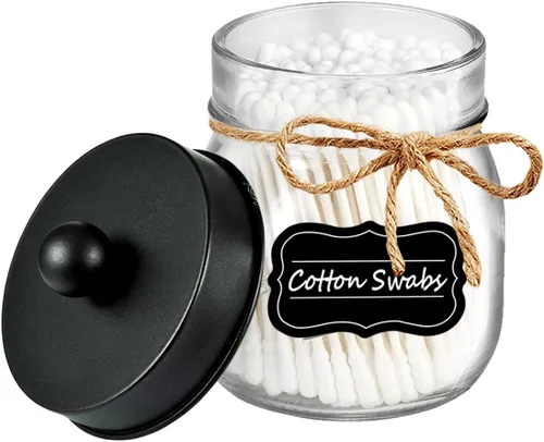 Miniatura 3 de Amolliar Mason Jar - Organizador de tocador de baño, decoración de granja, recipiente dispensador de vidrio, tarros Mason de 8 onzas y tapas