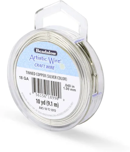 Miniatura 198 de Artistic Wire, alambre para manualidades de calibre 22 bañado en plata, resistente a las manchas, color cobre, blanco, 9,1 m