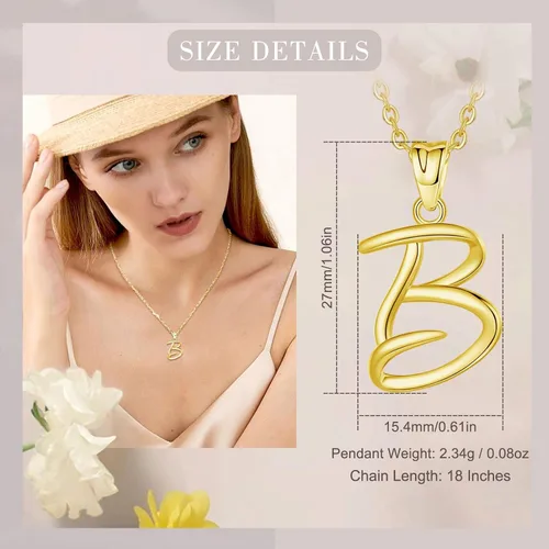 Miniatura 124 de EUDORA Collares de plata esterlina con inicial para mujer, regalos clásicos de 26 letras sin cuello para niñas, hermana, madre hija, cadena de 18