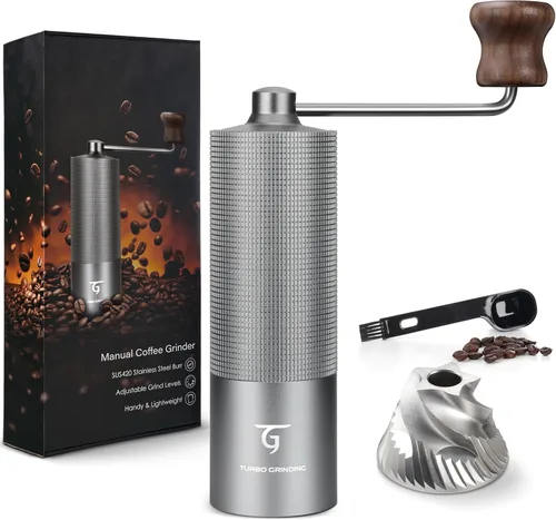 Miniatura 9 de SUNYA Molinillo de café manual con rebabas cónicas de acero inoxidable. Molino de grano de café de mano de carcasa de aluminio con ajustes MCG-02