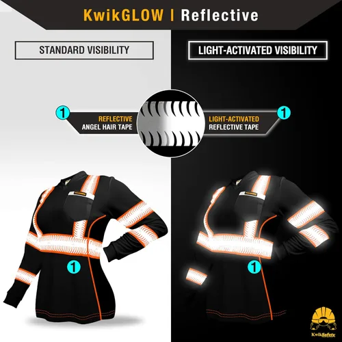 Miniatura 3 de KwikSafety - Charlotte, NC - Vixen Hi Vis Long Sleeve Safety Shirt for Women [Angel Hair Reflective Tape]