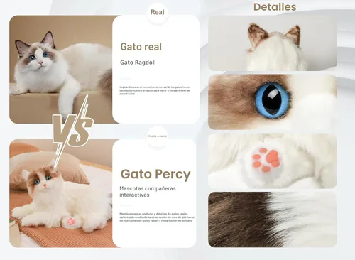 Miniatura 5 de Chongker Compañero interactivo robot gato mascotas, animales de peluche con peso hecho a mano, juguete de peluche para gato con respuesta de voz