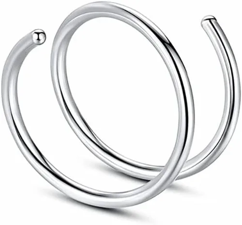 Miniatura 2 de Piercing de aro doble para nariz, labio, piercing para cartílago nasal, piercing individual de doble espiral, aretes de nariz unisex, Acero