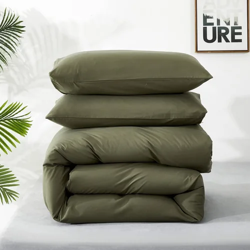 Miniatura 7 de Luxlovery - Juego de edredón verde oliva tamaño cal king, juego de edredón de manta verde militar, verde suave y transpirable para mujeres y hombres