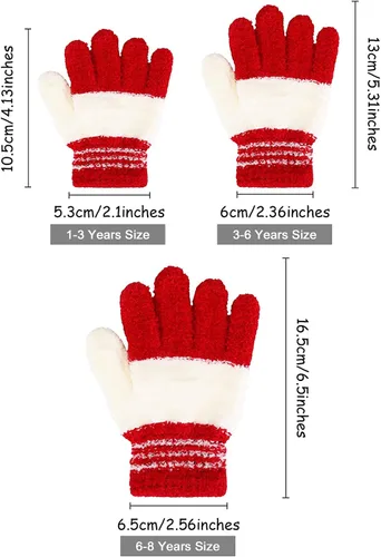 Miniatura 3 de SATINIOR 5 pares de guantes de dedos completos para niños, guantes de punto cálidos guantes de invierno para niños pequeños y niñas, suministros