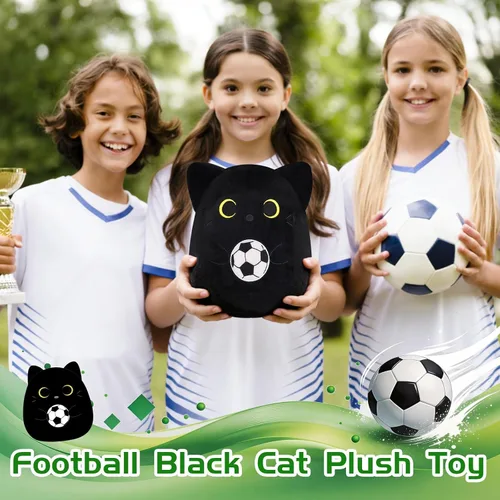 Miniatura 4 de Peluche de gato negro de 8 pulgadas, lindo animal de peluche con béisbol, animal de peluche suave de béisbol para niños y niñas, regalos de béisbol