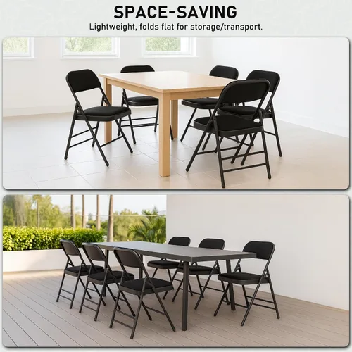 Miniatura 6 de SEALAMB Paquete de 4 sillas plegables con asiento cómodo, marco de metal resistente, sillas apilables portátiles para bodas, fiestas, oficina
