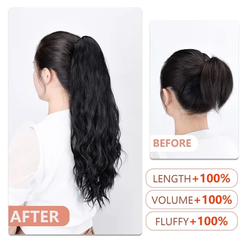 Miniatura 100 de Extensiones de cola de caballo de cabello rubio, extensiones de cola de caballo para mujer, pinza de extensiones de cabello rizado de 12 pulgadas