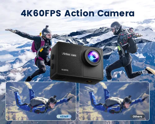Miniatura 2 de Cámara de acción Camlance 4K 60FPS con tarjeta de 64GB - Cámara impermeable de 48MP, cámara submarina de 40M, zoom de 8X, estabilización EIS, WiFi