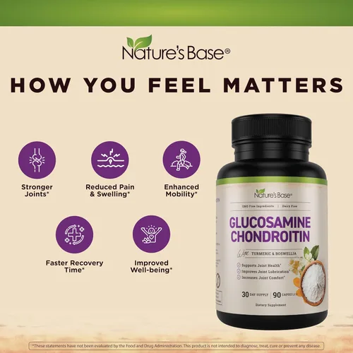 Miniatura 4 de Nature's Base Glucosamina Condroitina MSM Colágeno - Suplemento para Apoyo Articular para Movilidad, Flexibilidad y Confort - con Cúrcuma, Boswellia