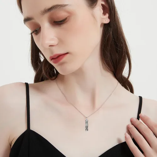 Miniatura 4 de Collar con colgante de urna de cenizas de cremación y árbol de la vida para mujer, plata de ley US1