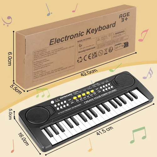 Miniatura 9 de Piano de teclado para niños, 37 teclas, juguetes para niños, principiantes, pianos electrónicos con micrófono, juguete musical educativo para niños
