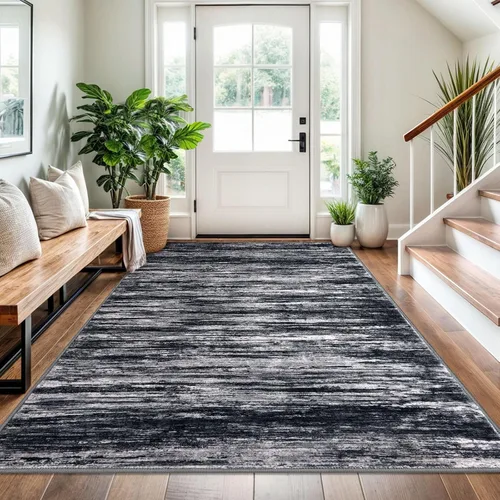 Miniatura 32 de SIILOOM 2 x 3 Alfombra moderna y abstracta para entrada, alfombra neutra azul marino gris multicolor súper suave de área pequeña, alfombras lavables