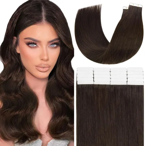 Miniatura 11 de Anrosa Extensiones de cabello humano real de 20 pulgadas, extensiones de cabello humano lacio de doble cara, color negro azabache, 1.76 oz, 20