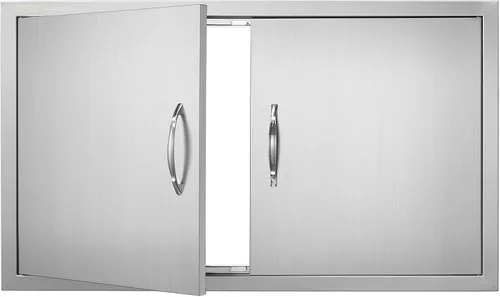 VEVOR Puerta de acceso para barbacoa, 36 pulgadas de ancho x 21 pulgadas de alto, puerta de cocina doble para exteriores, puerta de acero inoxidable